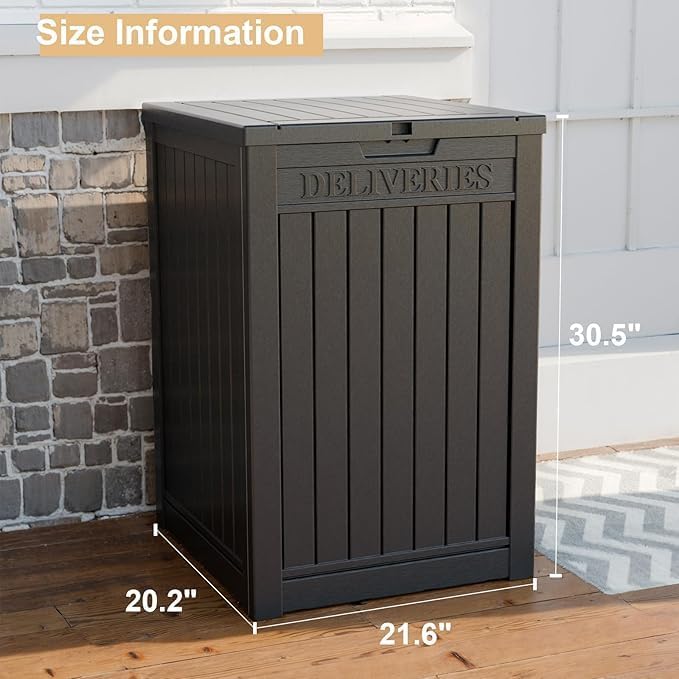 DRATO 48 Gallon Package Delivery Box, Large Lockable Storage Box, Double-Wall Resin Outdoor Package