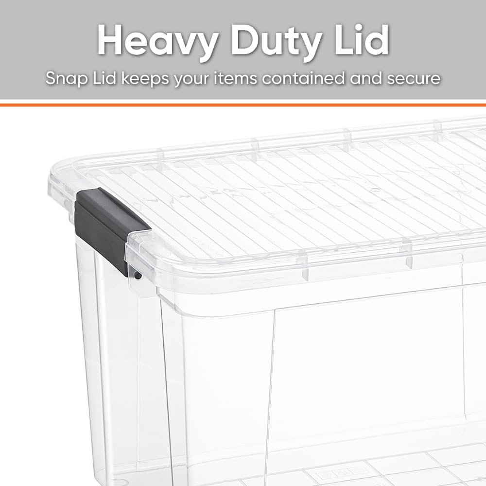 Superio Clear Storage Boxes with Lids, 14.7 Quart Plastic Container Bins for Organizing, Stackable