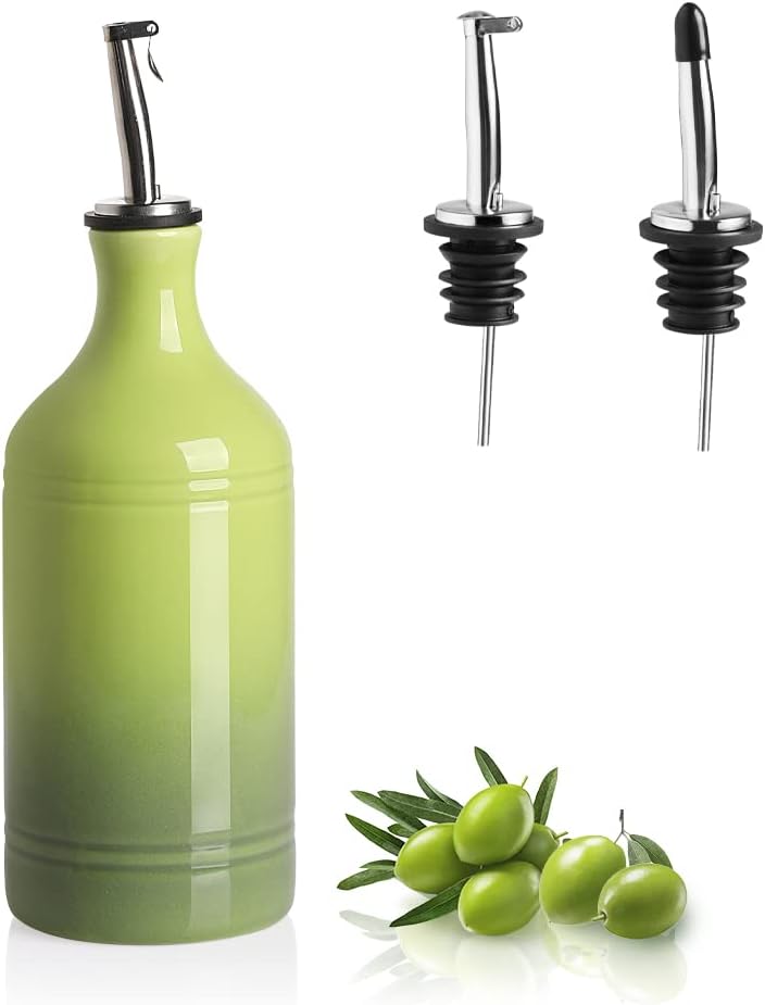 Sweejar Ceramic Olive Oil Dispenser Bottle, Opaque Oil Cruet Protects Oil to Reduce Oxidation