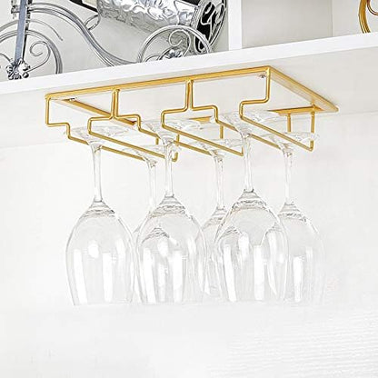 Wine Glass Rack - Under Cabinet Stemware Wine Glass Holder Glasses Storage Hanger Metal Organizer