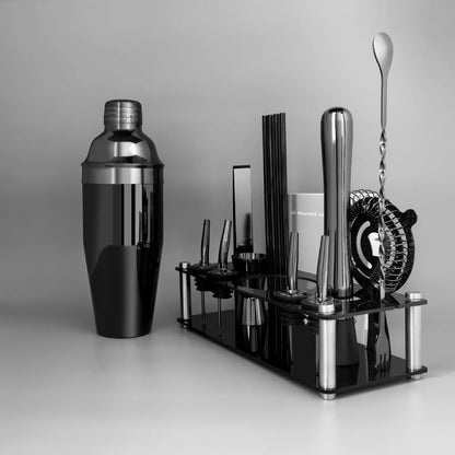 14-Piece Cocktail Shaker Set Bartender Kit with Black Stand, Bar Tool Set for Drink Mixing