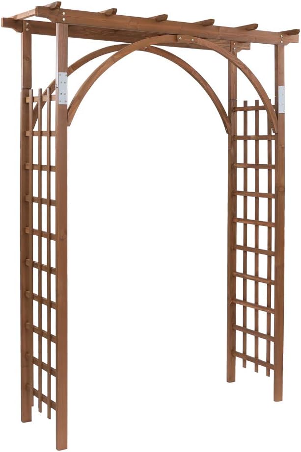 Outvita 7 Ft Wooden Garden Arbor Arch, Fir Wood Arbour Trellis, Pergola Archway for Wedding