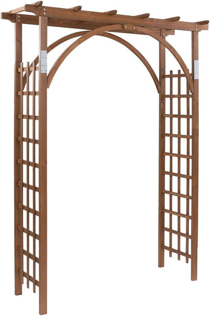 Outvita 7 Ft Wooden Garden Arbor Arch, Fir Wood Arbour Trellis, Pergola Archway for Wedding