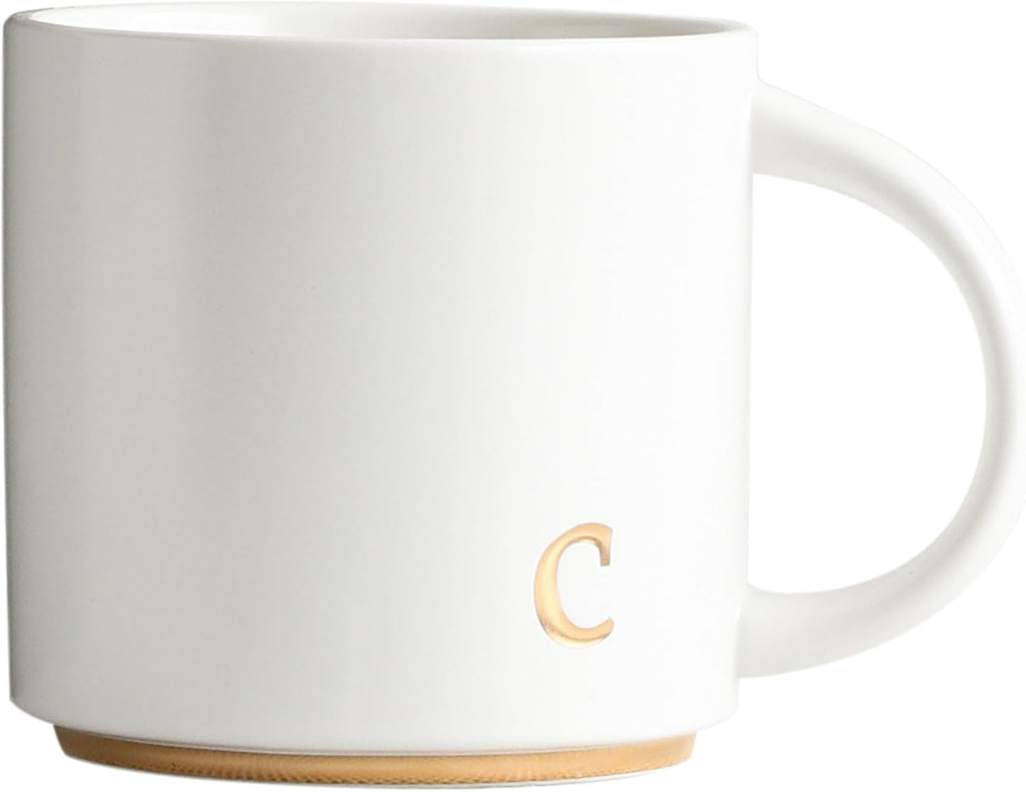 COLLECTIVE HOME - Monogram Ceramic Mugs, 15 oz Golden Initial Coffee Cups, Elegant Alphabet Tea