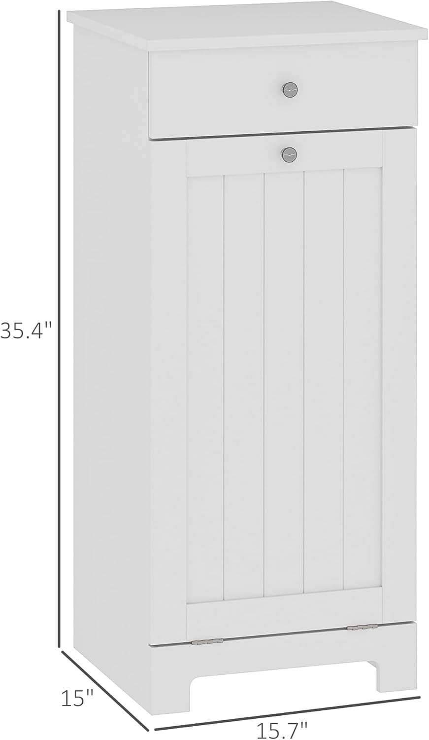 HOMCOM Laundry Hamper with Removable Basket, Tilt Out Hamper with Drawer and Beadboard Door