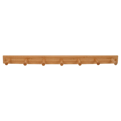 Spectrum 7 Peg Wall Mount Peg Rack Wooden Storage Organizer for Coats Hats Purses Towels, Includes