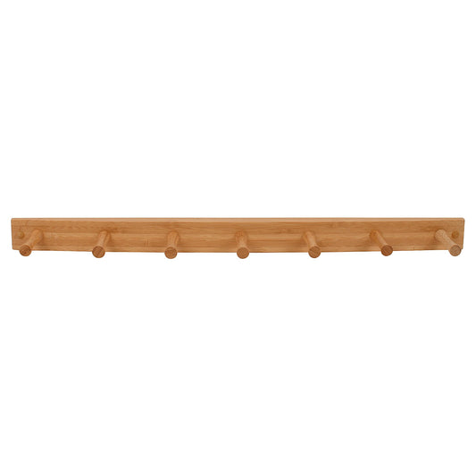 Spectrum 7 Peg Wall Mount Peg Rack Wooden Storage Organizer for Coats Hats Purses Towels, Includes