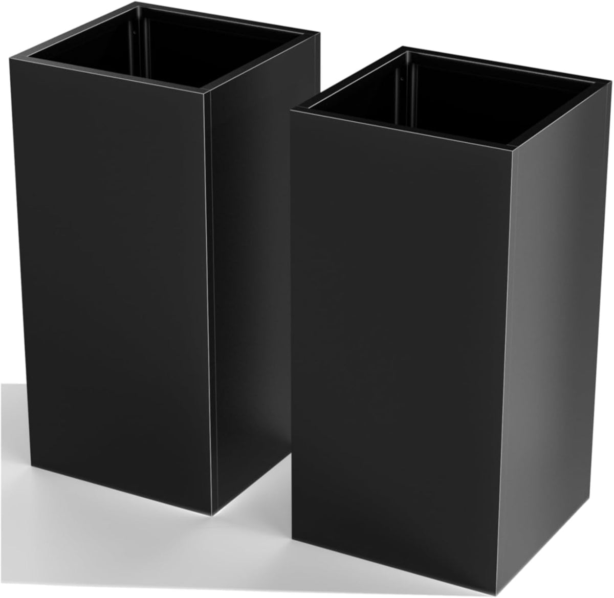 Tall Metal Cube Planter for Outdoor Plants 15" L x 15" W x 30" H 2 Pack, Heavy Duty Steel Planter