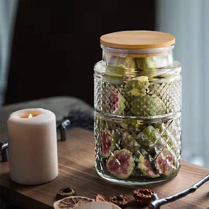 Large Glass Storage Jar, 60 FL OZ Glass Food Storage Containers with Bamboo Lid, Kitchen Containers