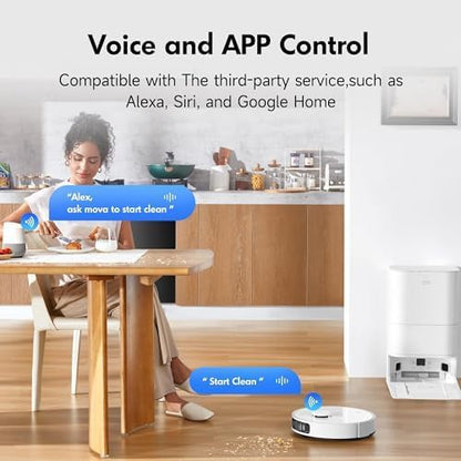 Mova S20 Ultra Robot Vacuum and Mop Combo with Dual Roller Brush, 8300Pa Suction, 140℉ Hot Water