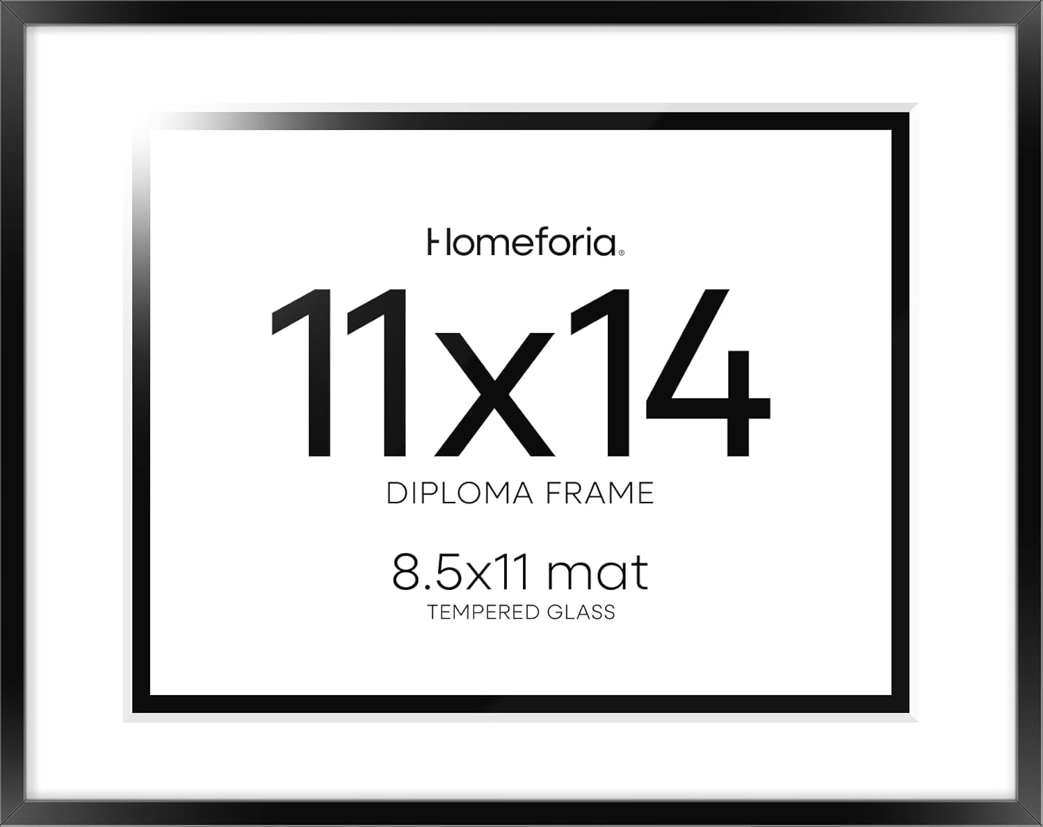 Homeforia 11x14 Diploma Frame Black, High End Metal 11 x 14 Certificate Frame with Mat 8.5 x 11