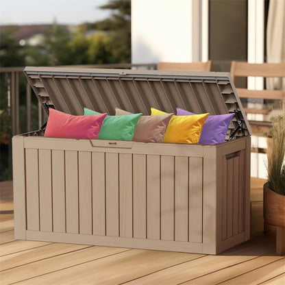 80 Gallon Outdoor Deck Box,Storage Lockable Waterproof Patio Furniture,Garden Tools,Cushions,Pool