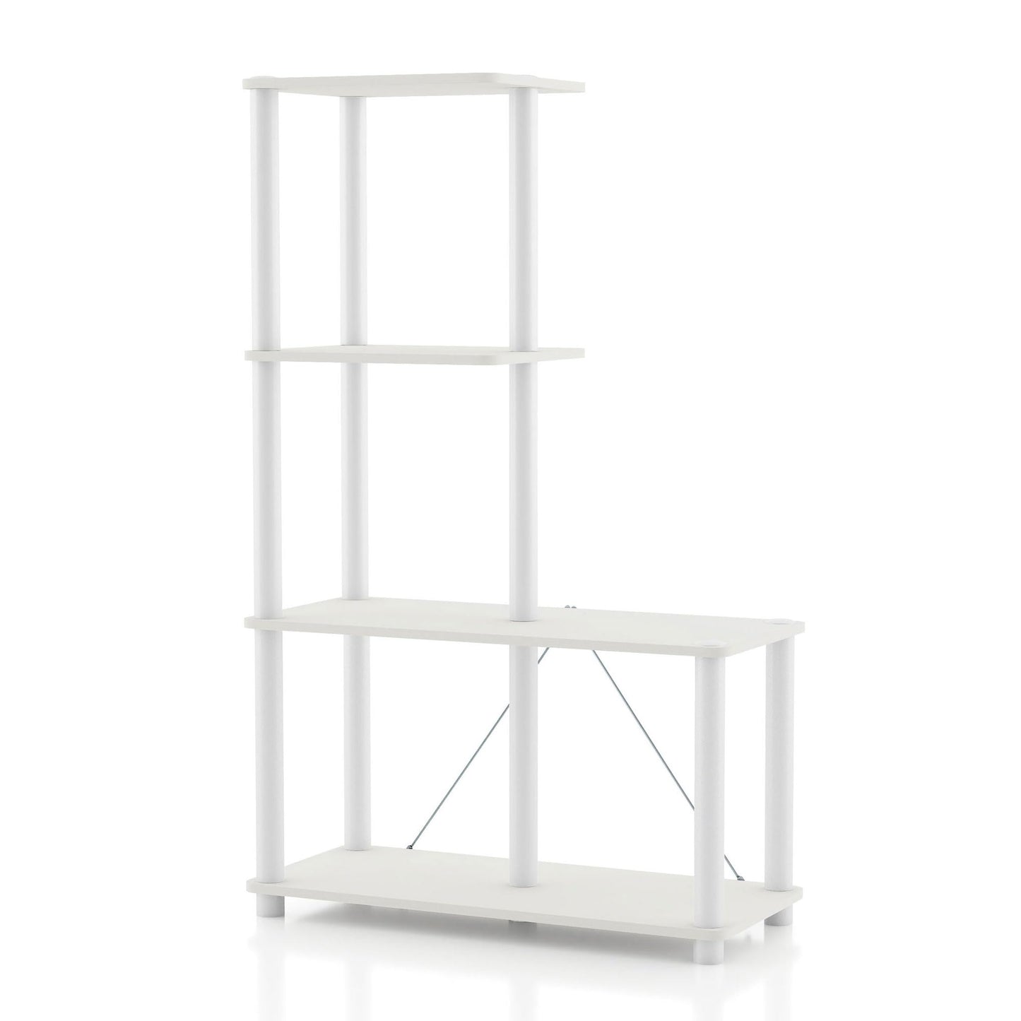 Homes: Inside + Out Apexa Modern 4-Cube Ladder Shelving Units, Collectibles Display Shelves, Easy
