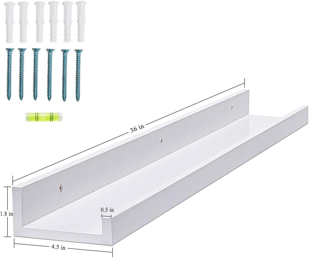 AZSKY Floating Picture Shelves Denver Modern Wall Mount – Long Narrow Picture Ledge - 36 Inch Set