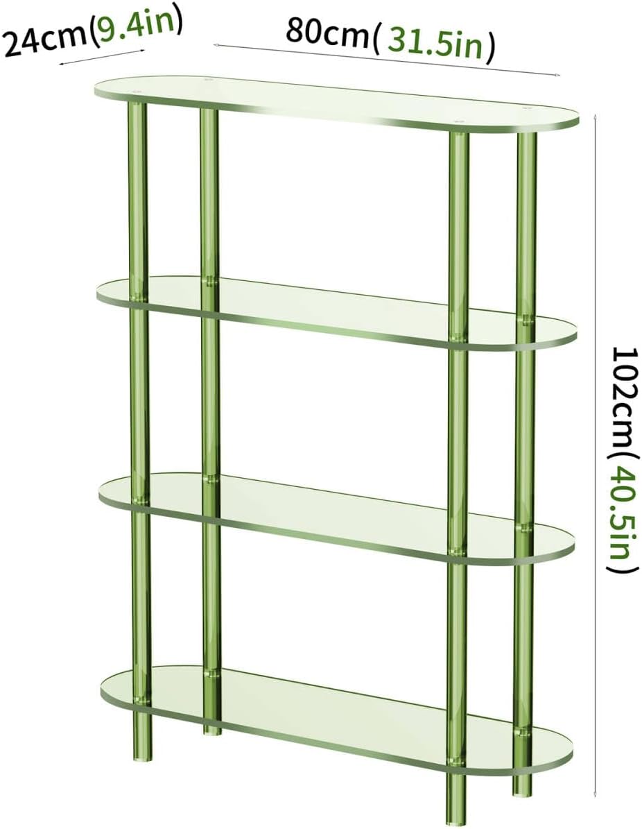 Clear Bookshelf, Acrylic Bookcase with Open Book Shelf Console Table for Entryway Office (4 Tier