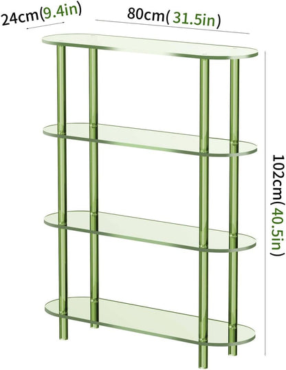 Clear Bookshelf, Acrylic Bookcase with Open Book Shelf Console Table for Entryway Office (4 Tier