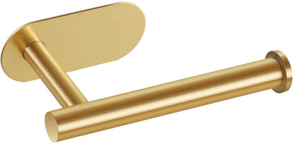 Toilet Paper Holder,Gold,Wall Mount, Upgraded Adhesive Toilet Roll Holder,no