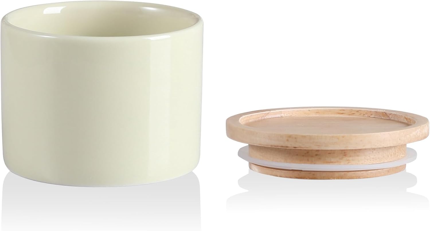 Sweejar Kitchen Canisters Ceramic Food Storage Jar, Stackable Containers with Airtight Seal Wooden