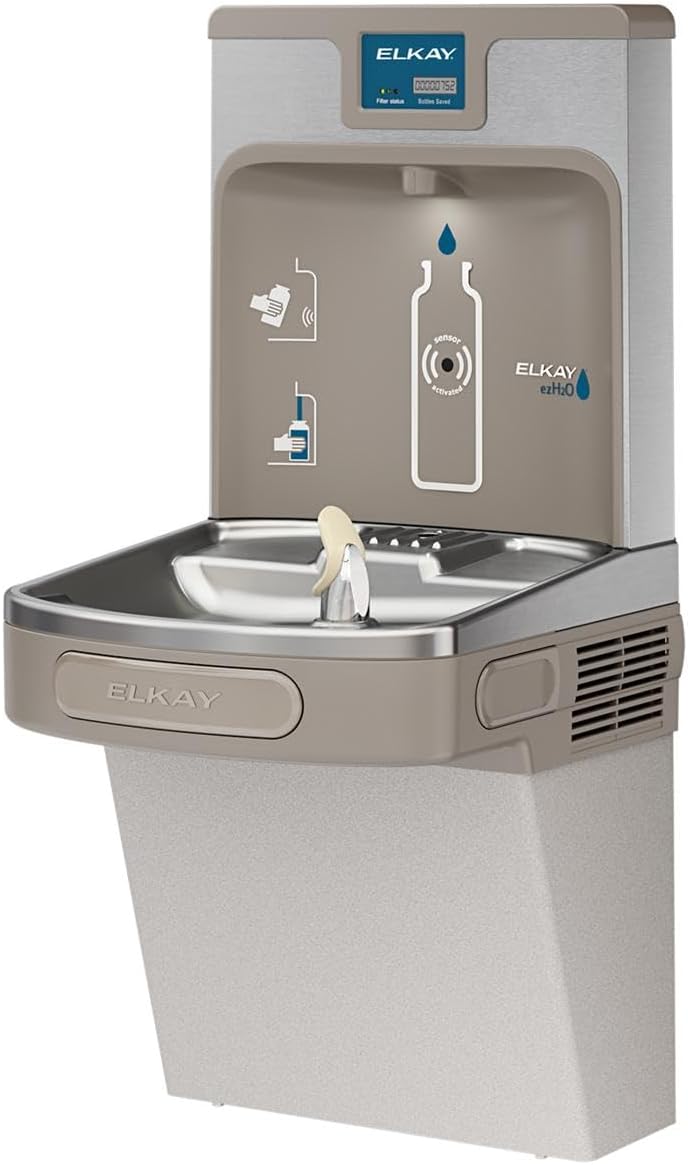 Elkay LZS8WSLK EZH2O Bottle Filling Station with Single ADA Cooler, Filtered, 8 GPH, Light Gray
