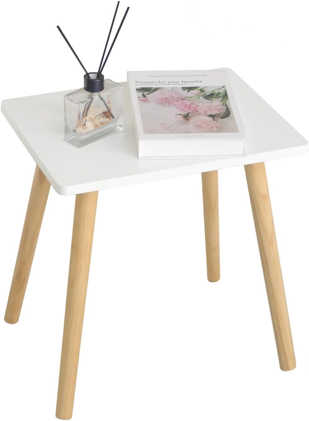 AWASEN Side Table, Small End Accent Table for Living Room Bedroom Office Small Spaces, Modern White