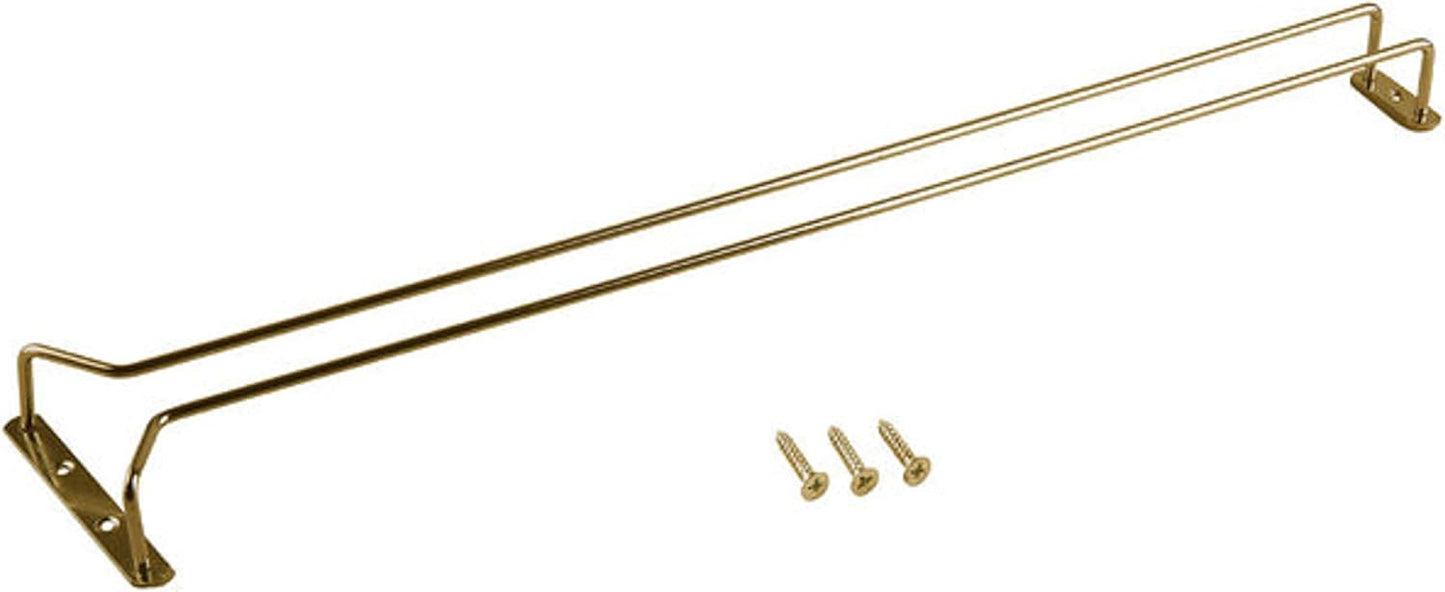 TrueCraftware- 24-Inch Wine Glass Rack Brass Finish Set of 2- Stemware Rack Wire Hanging Rack Under
