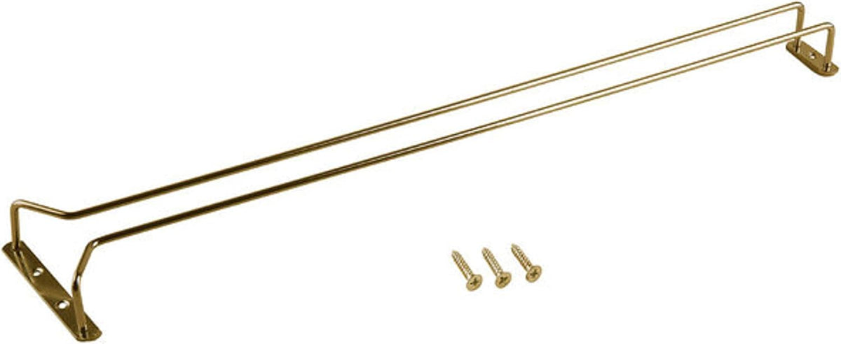 TrueCraftware- 24-Inch Wine Glass Rack Brass Finish Set of 2- Stemware Rack Wire Hanging Rack Under