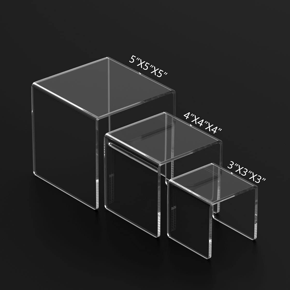 HIIMIEI Clear Acrylic Display Risers 2 Sets, 3-Tier Risers Stands Showcase for Amiibo Funko Pop