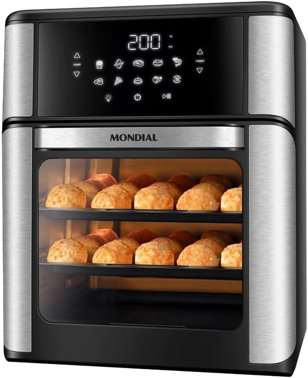 Air Fryer Oven 1800W, 12.7QT Capacity, Touchscreen Panel, Automatic Shut-Off – Black & Stainless