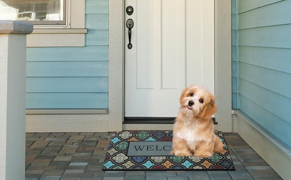 Durable Heavy Duty Front Door Mat - 24"x36" Large Outdoor Welcome Mat Non-Slip Rubber Entrance Door