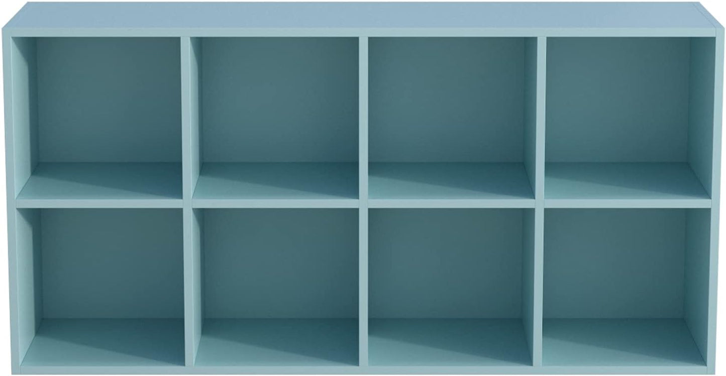 8-Cube Storage Shelf Bookcase - Wooden 4-Tier Floor Standing Open Bookshelf, Modern TV Stand up to