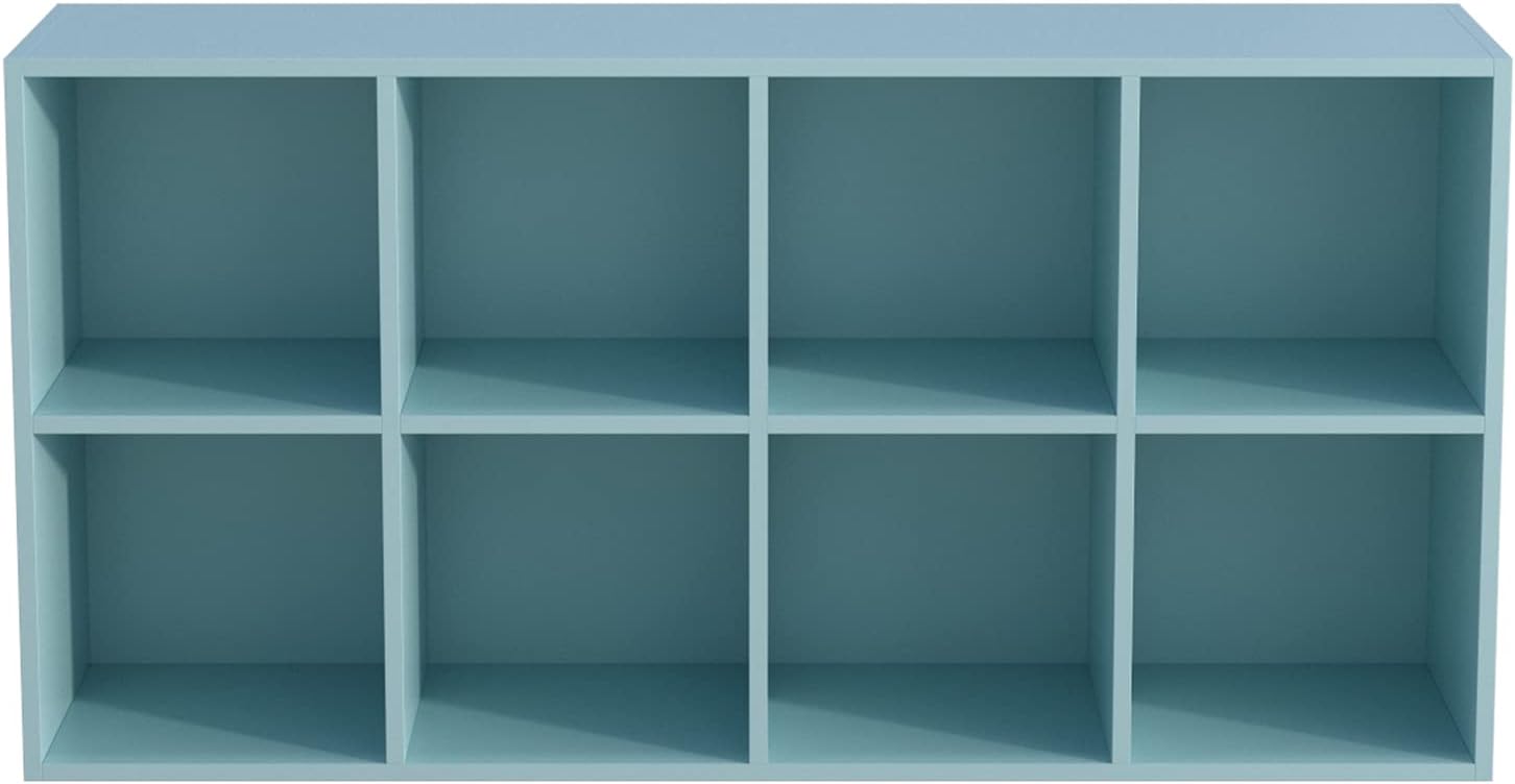 8-Cube Storage Shelf Bookcase - Wooden 4-Tier Floor Standing Open Bookshelf, Modern TV Stand up to