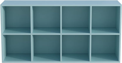 8-Cube Storage Shelf Bookcase - Wooden 4-Tier Floor Standing Open Bookshelf, Modern TV Stand up to
