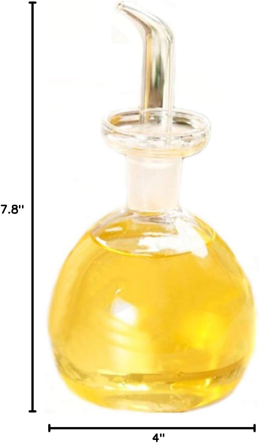 ELETON Cylindrical 8 oz Olive Oil Dispenser Bottle Glass with No Drip Spout -Olive Oil & Vinegar