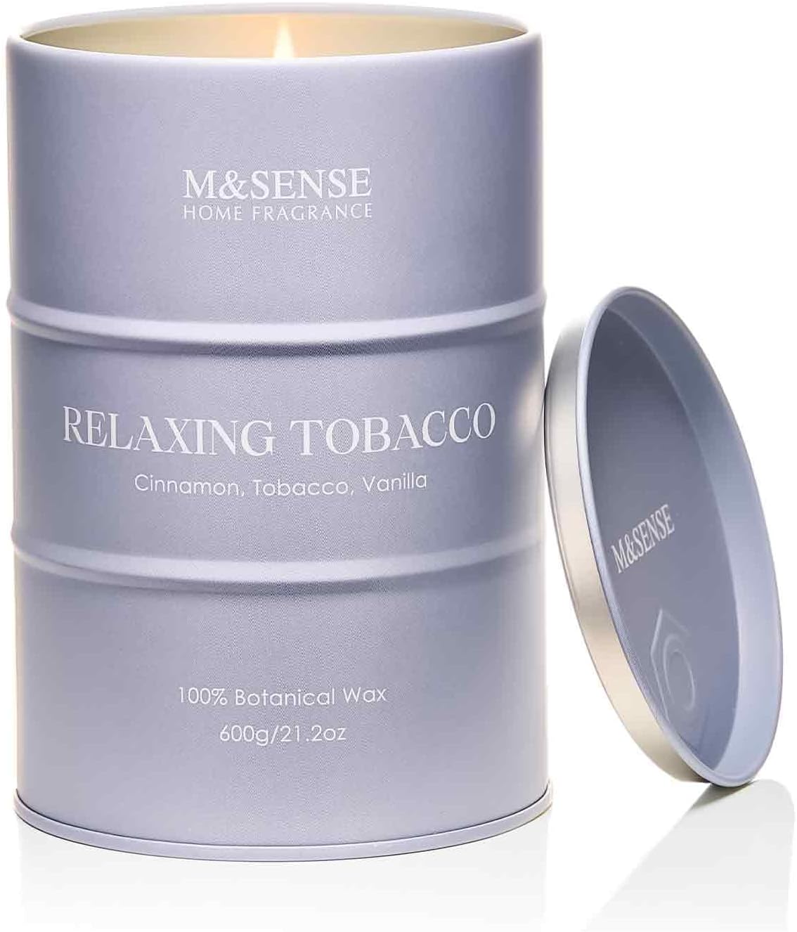 M&SENSE Tobacco Scented Candles Large, Natural Soy Candles 21.2oz 120 Hour Slow