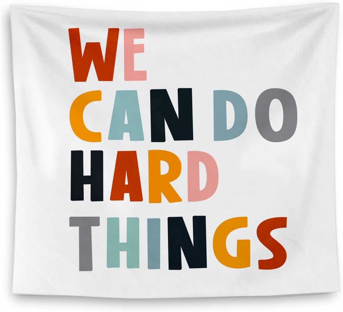 QGFM We Can Do Hard Things Inspirational Tapestry, Boho Classroom Decor, Inspirational Wall Decor