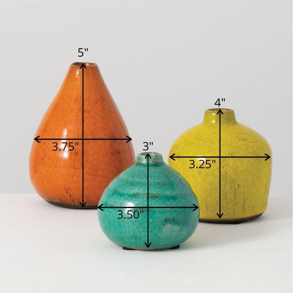 Sullivans Ceramic Vase Set- 3 Small Vases, Rustic Home Décor, Modern Farmhouses; Ideal Shelf Décor