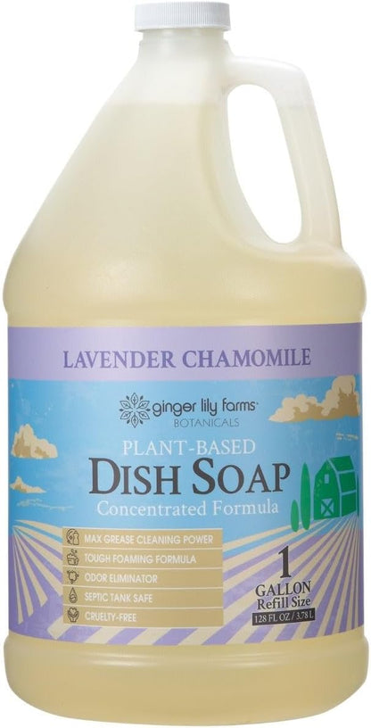 Ginger Lily Farms Botanicals Plant-Based Liquid Dish Soap, Concentrated Formula with Max Grease