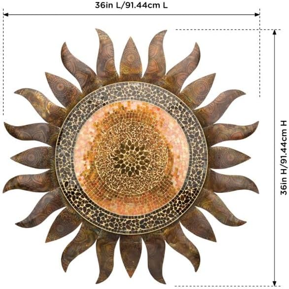 Regal Art & Gift Gold Large Metal Sun Wall Decor - 36 Inch | Indoor Outdoor Rust-Resistant Sunburst