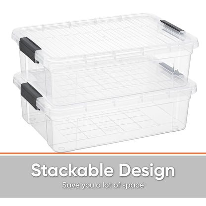 Superio Storage Bins with Lids, Clear Plastic Containers for Organizing, Stackable Totes, BPA Free