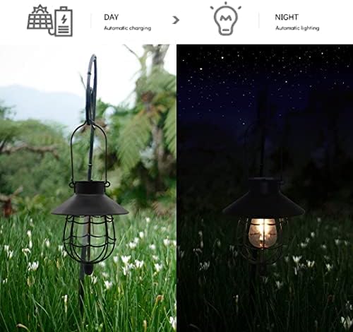 YAKii 2 Pack Solar Lantern Hanging Waterproof Outdoor Metal Solar Lamp with Warm White Light