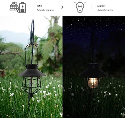 YAKii 2 Pack Solar Lantern Hanging Waterproof Outdoor Metal Solar Lamp with Warm White Light