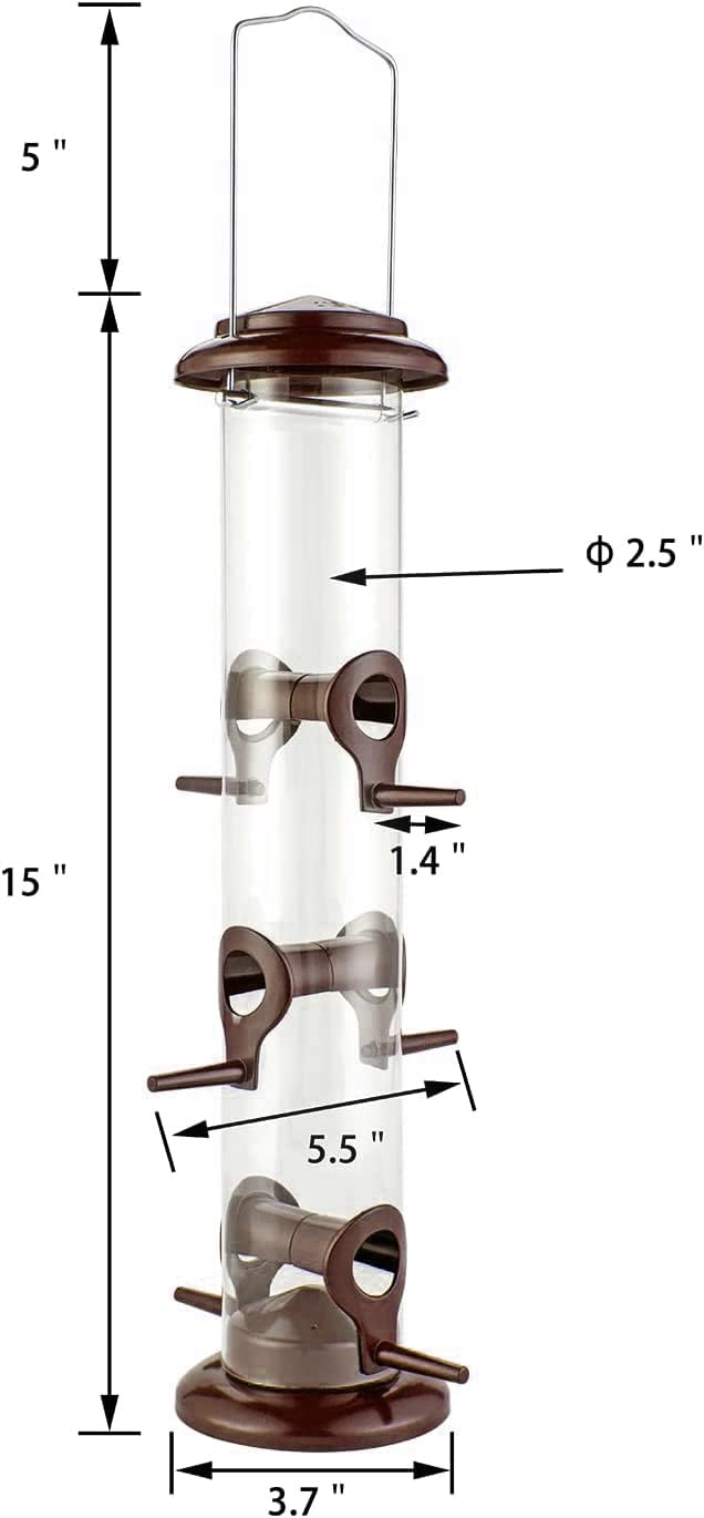 iBorn Metal Bird Feeder Hanging Wild Bird Seed Feeder for Mix Seed Blends Heavy Duty All Metal