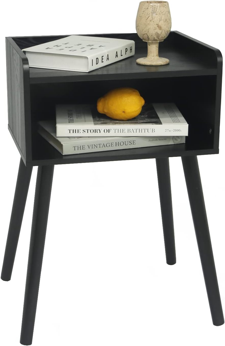 MaxSmeo Nightstand, Mid Century Modern Side Table Bedroom with Storage, Small End Bedside Table