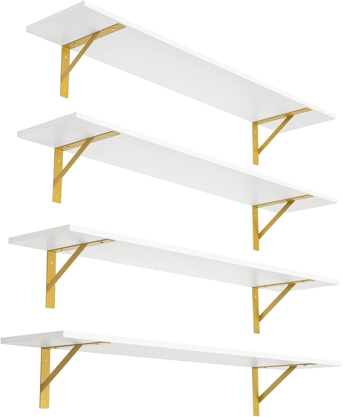DINZI LVJ Long Wall Shelves, Set of 4, 47.3" Wall Mounted Shelves, Large Floating Shelves for