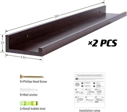 AZSKY Floating Picture Ledge 36 Inch Wall Mount Floating Shelves Long Wood Floating Book Shelves