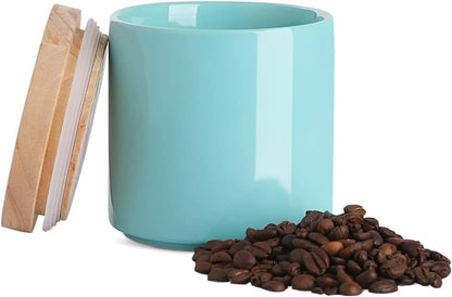 Sweejar Kitchen Canisters Ceramic Food Storage Jar, Stackable Containers with Airtight Seal Wooden
