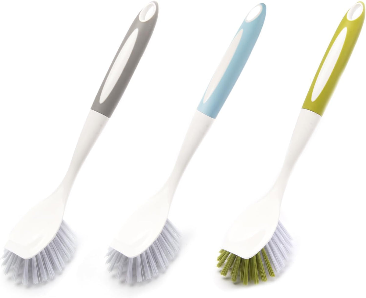 Dish Brush Scrub Brush with Handle - 3 Pack Stiff Bristles Dish Scrubber for Cleaning