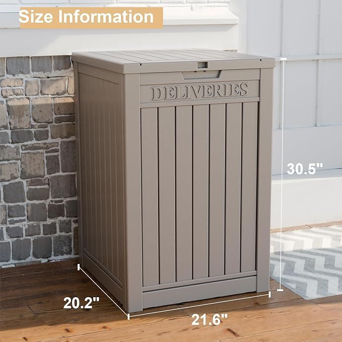DRATO 48 Gallon Package Delivery Box, Large Lockable Storage Box, Double-Wall Resin Outdoor Package