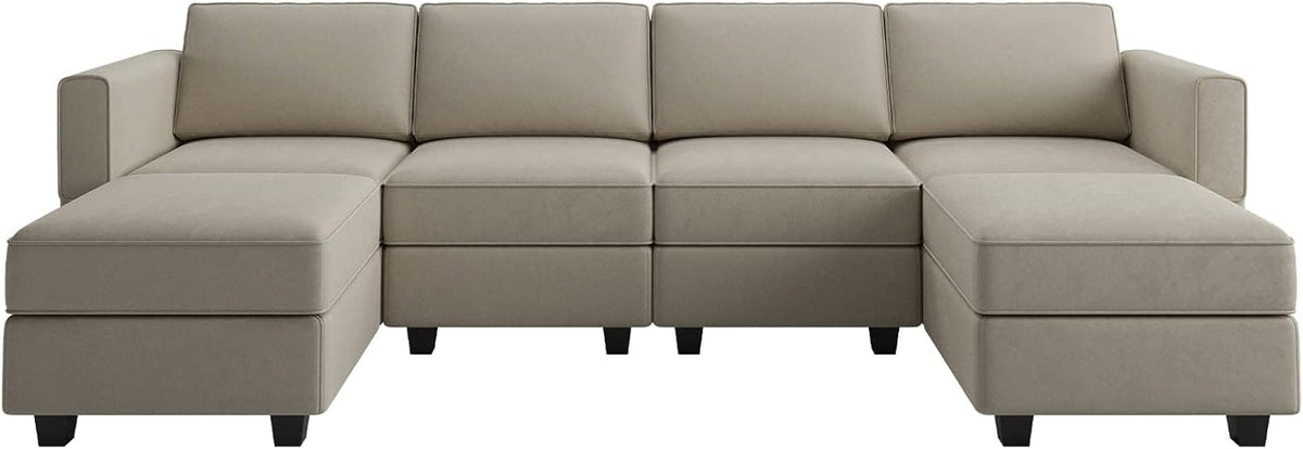 Belffin Modular Sectional Sofa with Reversible Chaises Velvet U Shaped Sectional Couch with Storage