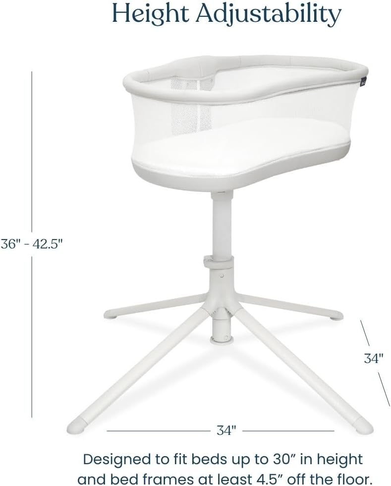 HALO BassiNest Swivel Sleeper 3.0 – Over-Bed Baby Bassinet with 360 Rotation, Adjustable Height